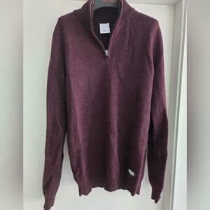 Diesel Men's Zip-Up Maroon Sweater